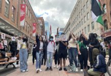 Protestors gather outside CBC Ottawa demanding fair coverage of Palestine