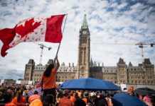 Thousands rally outside Parliament in ‘Cancel Canada Day’ protest