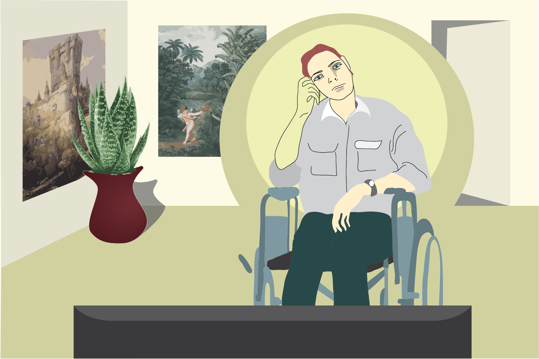 There needs to be better representation of all disabilities in mainstream media, Lacey explained. Graphic of a person in a wheelchair watching TV. [Featured graphic by Sierra Mclean]