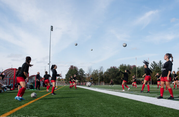Ravens drop home opener in low-scoring Bytown Battle Women's soccer players playing keep up.