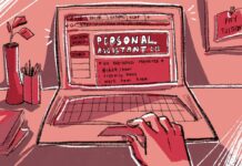 Carleton continues to face job scams after fraudulent job posting Drawing of a hand on computer mouse with the words personal assistant written on the screen.