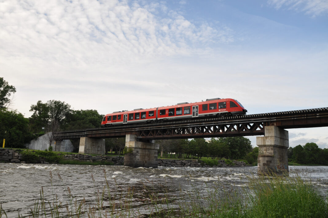 O-Train running near Carleton University