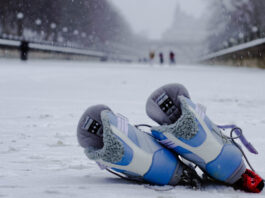 skates lying on ice
