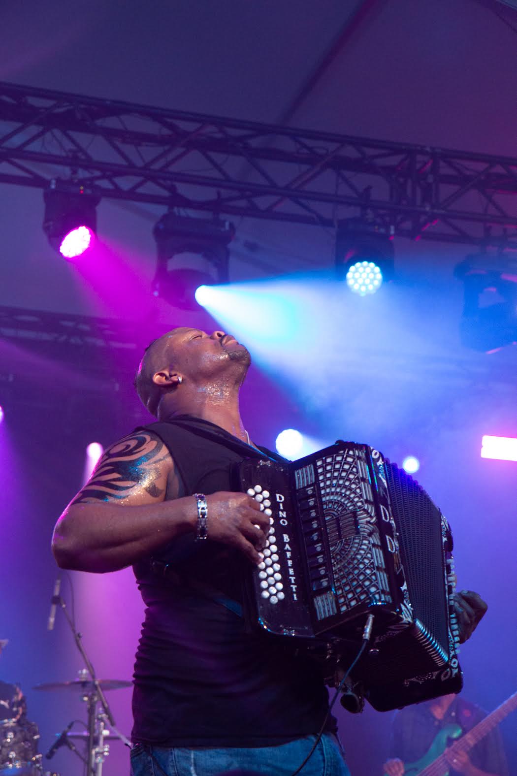 Dwayne Dopsie plays his signature bedazzled accordion while performing with The Zydeco Hellraisers’. [Photo by Darren Tran/The Charlatan]