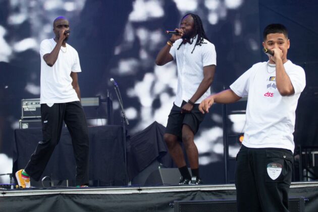 Training Season members Caexar (left) and GP Smith (center) perform alongside Son Rob (right) on July 14, 2024. [Photo by Darren Tran/The Charlatan]