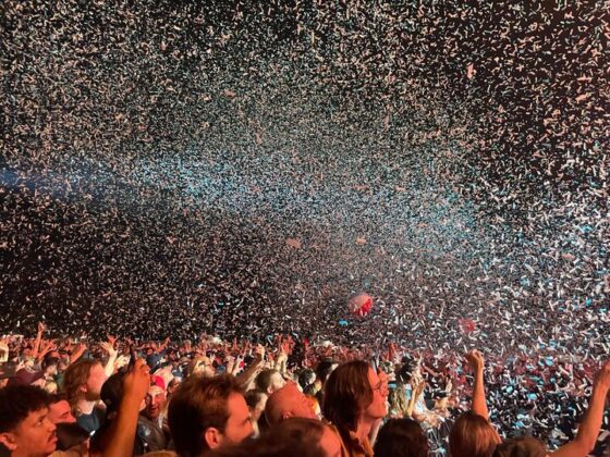 Confetti covers the sky and the crowd during The Offspring’s performance on July 11, 2024. [Photo by Cassandra Bellefeuille/The Charlatan]