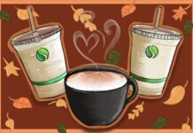 Review: Rooster’s ‘Flavours of Fall’ menu is refreshingly sweet and spicy Amid a orange background, two cold white drinks, and one warm coffee drink