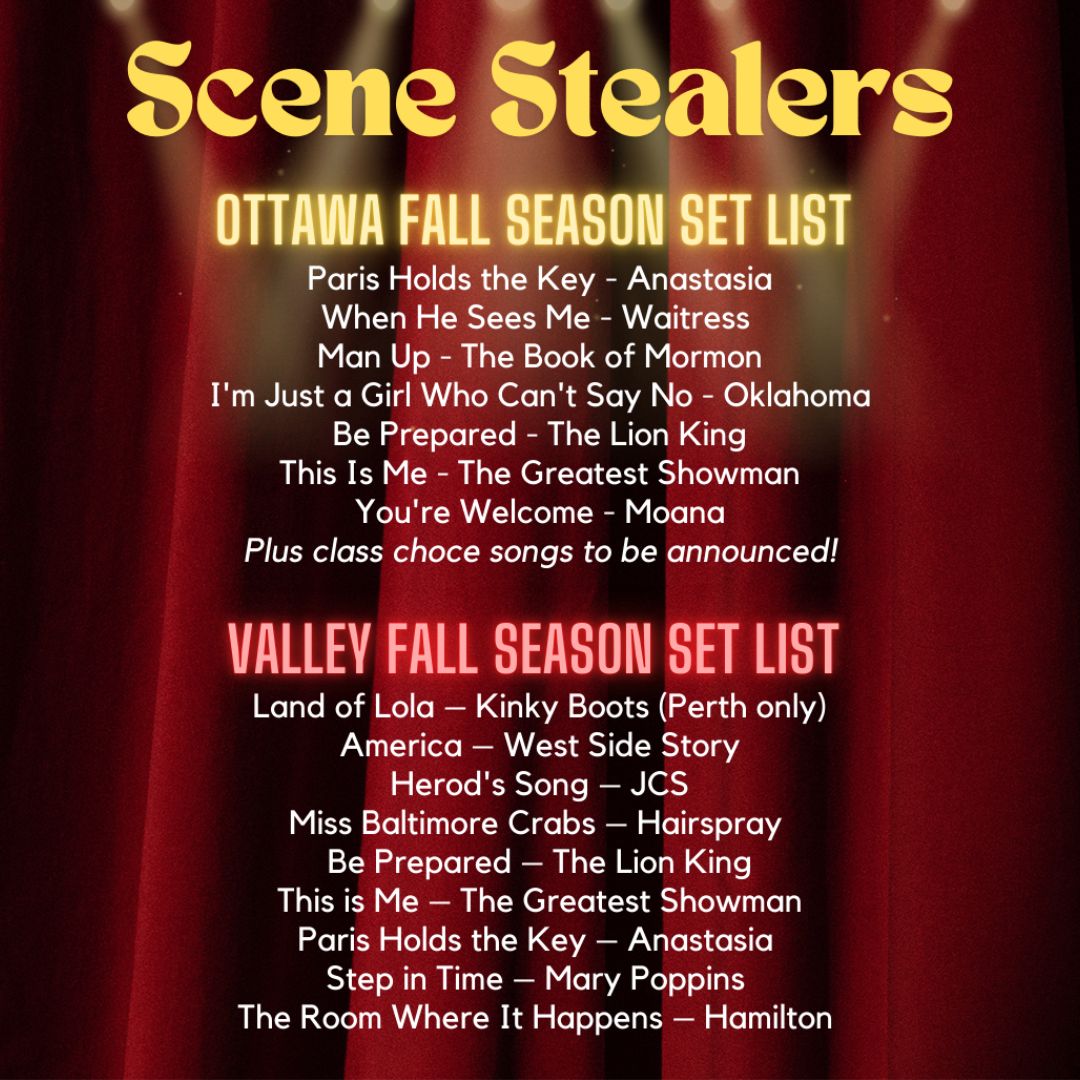 Fall season 2024 setlist with a list of diverse songs on it.