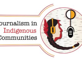 The logo for Carleton University’s new Certificate in Journalism and Indigenous Studies, launching in fall 2025, incorporates themes of connection and storytelling.