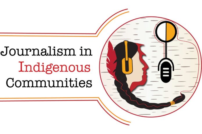 The logo for Carleton University’s new Certificate in Journalism and Indigenous Studies, launching in fall 2025, incorporates themes of connection and storytelling.