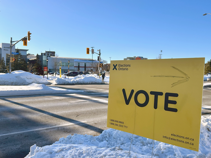 A yellow sign with the word 