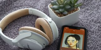Phone, plants, and headphones