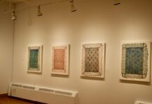Sayward Johnson’s ‘Studies in Futility’ blasts America’s struggle to enforce gun control 4 paintings on a white wall