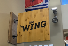 Third time’s a charm: CUSA launches The Wing again Wooden sign reading The Wing.