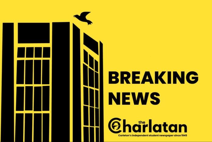 Breaking News written on a yellow background with a university building.