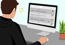 ‘Students helping students’: Carleton student builds Rate My Professors web add-on for course selection A graphic of a person wearing a black shirt's back to a computer screen, scrolling on a gray web page.