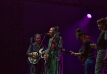 Review: Ottawa Jazz Festival opens with Allison Russell, clarinet and hope Four women on stage in black lighting.