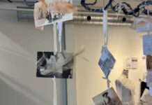 ‘Unravelling’ exhibit weaves culture, identity and activism Photos hang from the ceiling of an art gallery.
