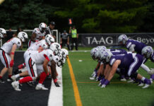 Western hands Ravens 63-26 blowout loss The Carleton Ravens line up in their own endzone as the Western Mustangs offensive try for another touchdown.