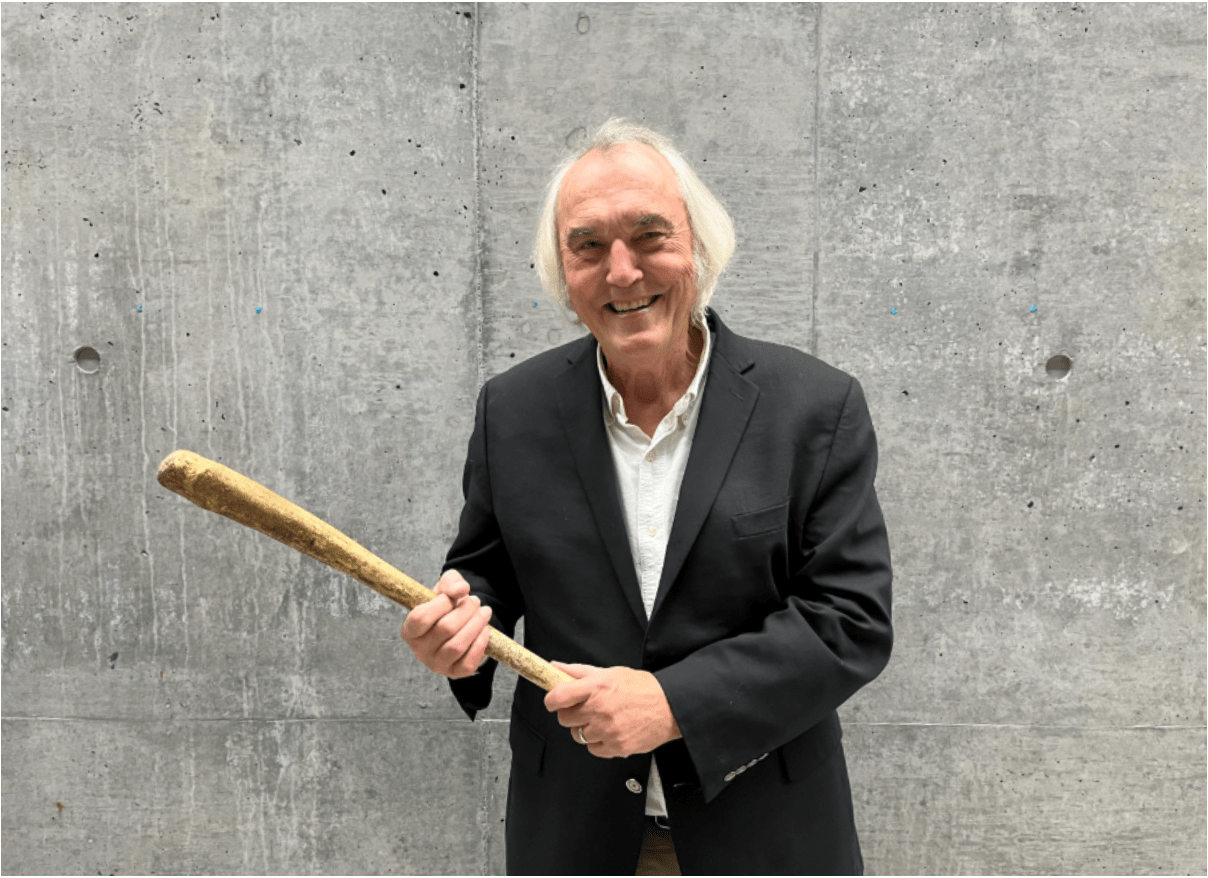 Natural history professor Michael Runtz holds a penis bone of a walrus, one of the specimens he would pass around to unknowing students. 