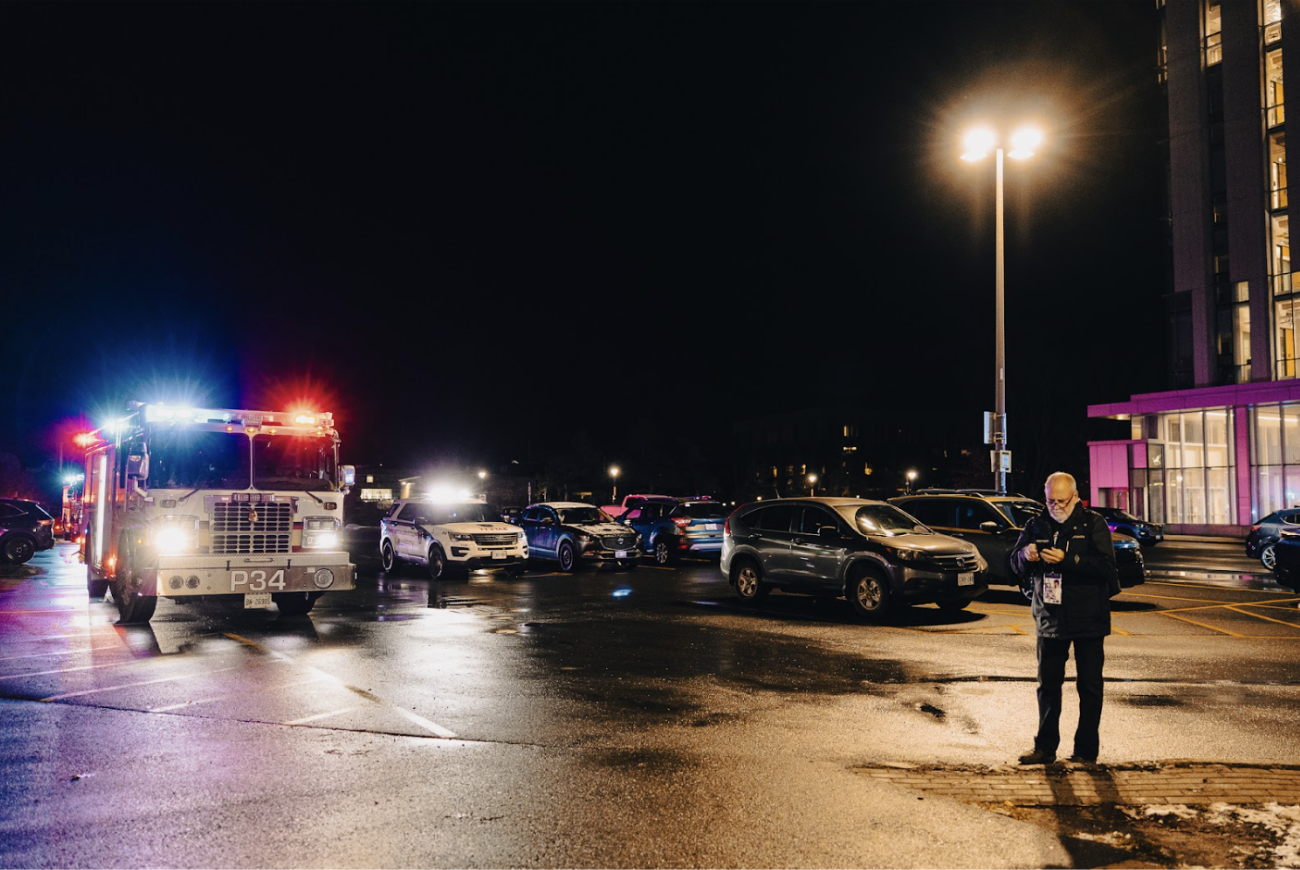 A man outside with a firetruck
