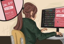 New year, new apps: Meet the Carleton students looking to develop your next digital obsession Graphic of a woman with tied pony tail looking at the screen facing away from the audience looking at apps on her laptop