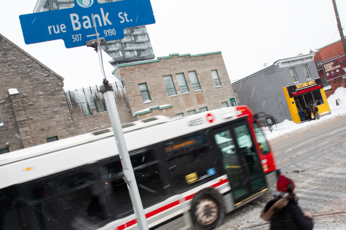 Bus drives on Bank Street