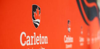 Pro-Palestine protesters interrupt Carleton convocation, renew divestment demands Carleton University logo and text