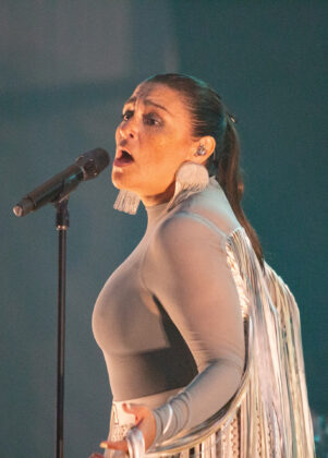 Woman sings