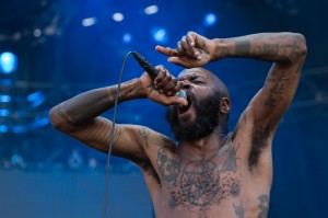 Sacramento hip-hop act Death Grips were a late addition to the festival lineup.